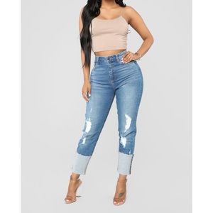 Fashion Nova High Rise Ripped Boyfriend Jeans